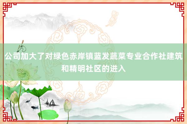 公司加大了对绿色赤岸镇蓝发蔬菜专业合作社建筑和精明社区的进入